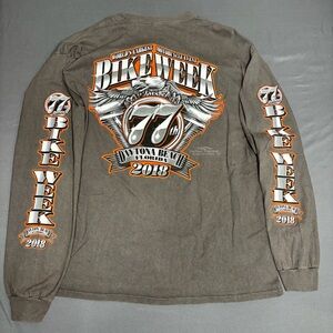 Harley Davidson Shirt Mens Extra Large Gray Long Sleeve Flames Biker Motorcycle